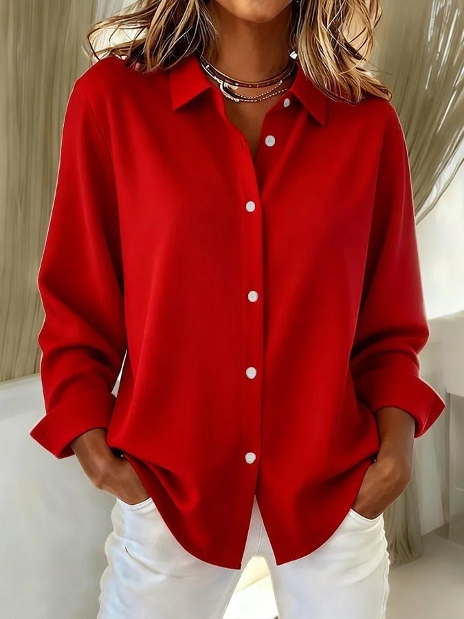 Imogen | Oversized Shirt Hot Pink Linen-Style Long Sleeve for Women