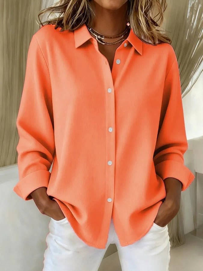 Imogen | Oversized Shirt Hot Pink Linen-Style Long Sleeve for Women