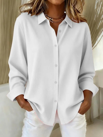 Imogen | Oversized Shirt Hot Pink Linen-Style Long Sleeve for Women