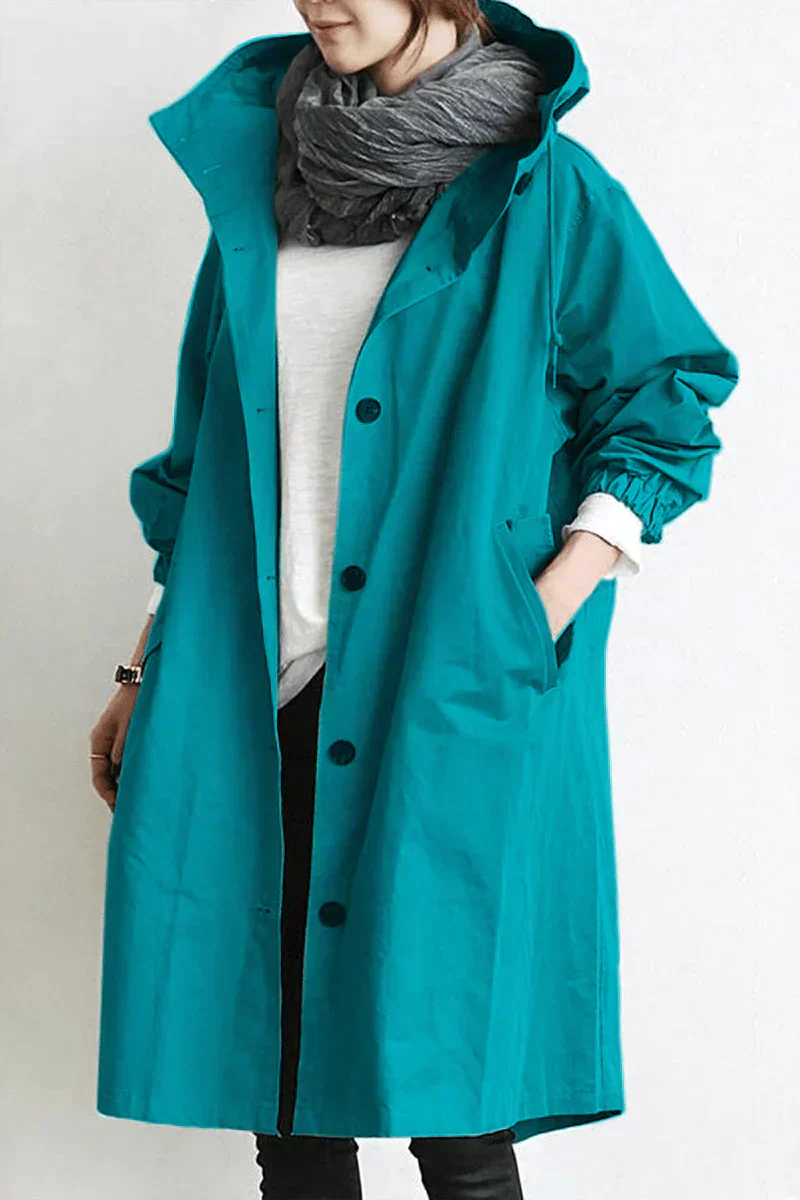 Felicity | Oversized Trench Coat Grey Hooded Longline for Women