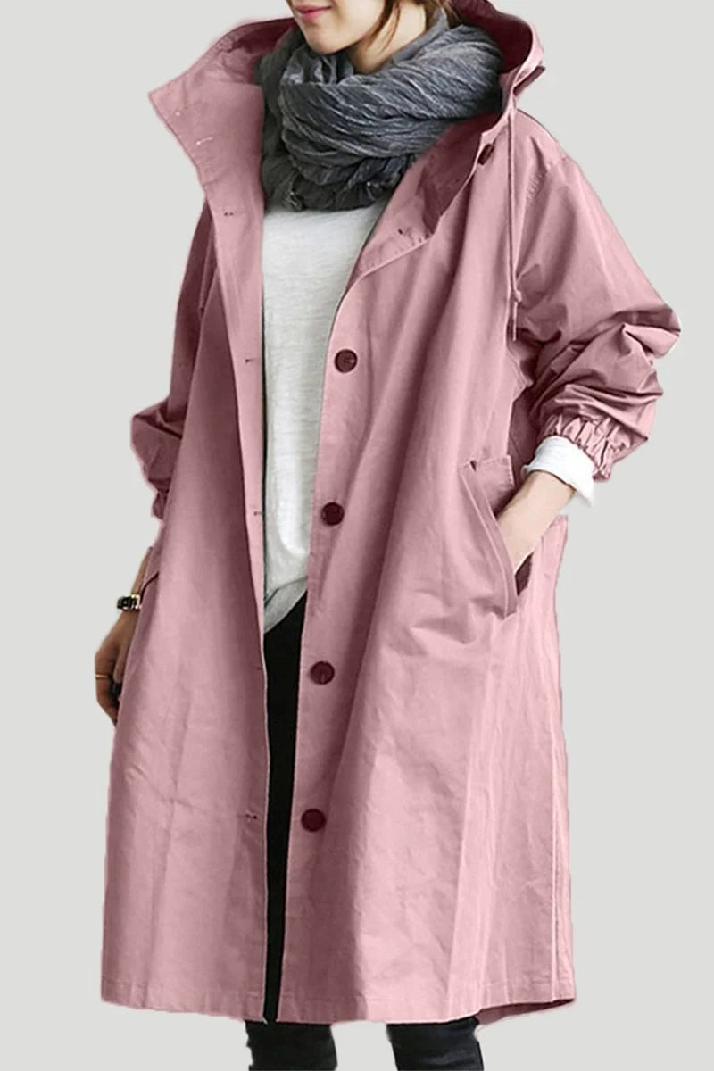 Felicity | Oversized Trench Coat Grey Hooded Longline for Women
