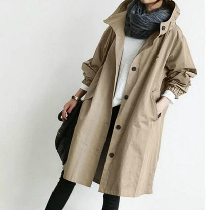 Felicity | Oversized Trench Coat Grey Hooded Longline for Women