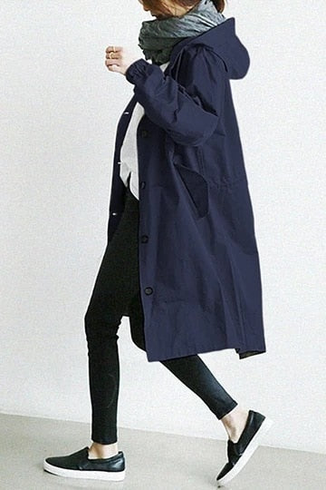 Felicity | Oversized Trench Coat Grey Hooded Longline for Women