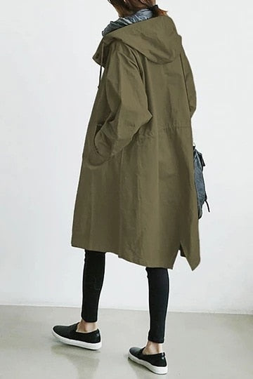 Felicity | Oversized Trench Coat Grey Hooded Longline for Women