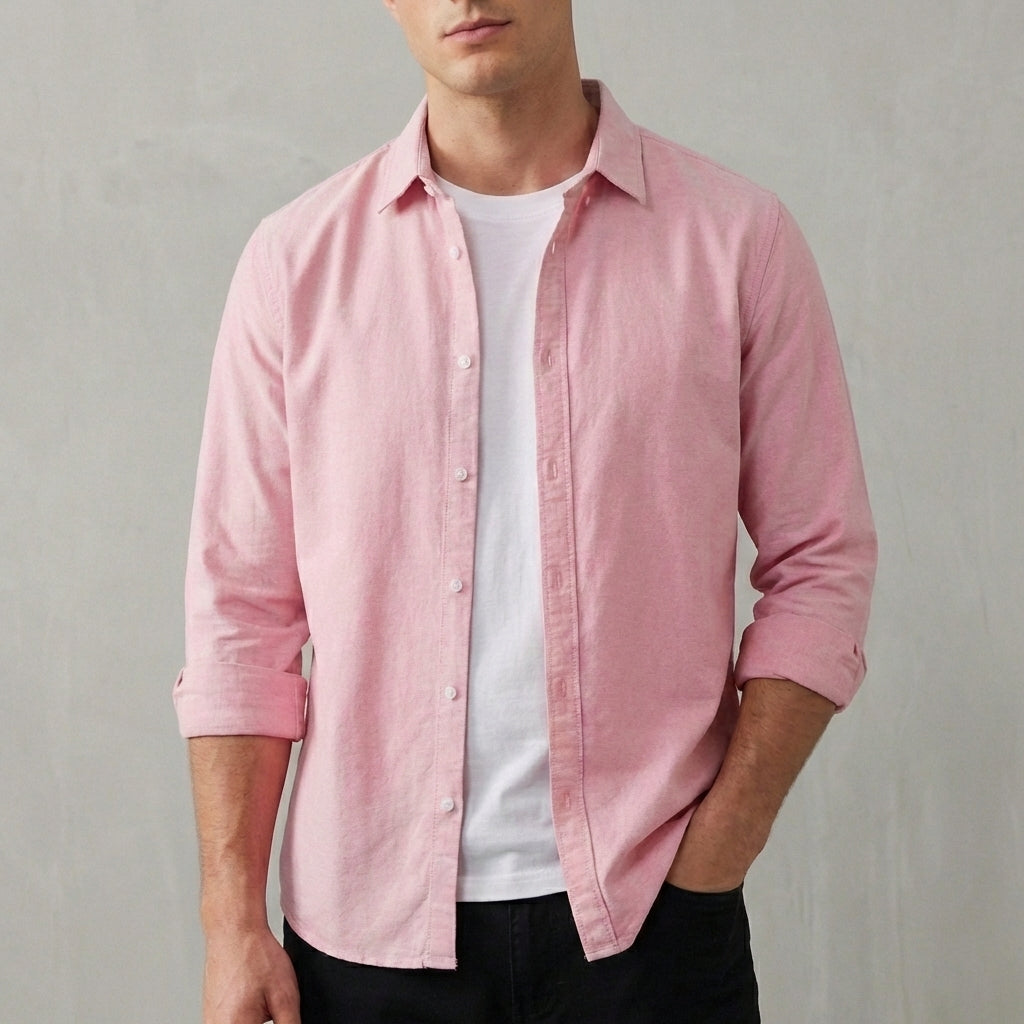 Jack | Oxford Shirt Blue Cotton Button-Down Long Sleeve for Men