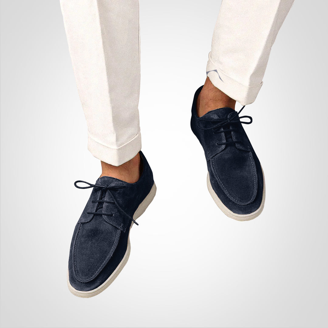 Arthur | Derby Loafers Navy Suede Boat Shoe Lace-Up for Men