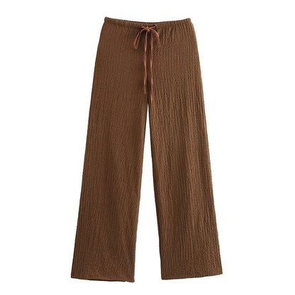 Audrey | Linen Co-Ord Set Brown Sleeveless Wide-Leg for Women