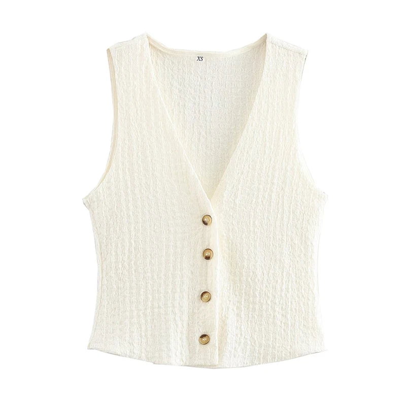 Audrey | Linen Co-Ord Set Brown Sleeveless Wide-Leg for Women