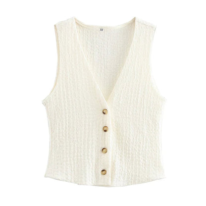 Audrey | Linen Co-Ord Set Brown Sleeveless Wide-Leg for Women