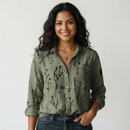 Hattie | Long Sleeve Shirt Red Bandana Print Cotton for Women