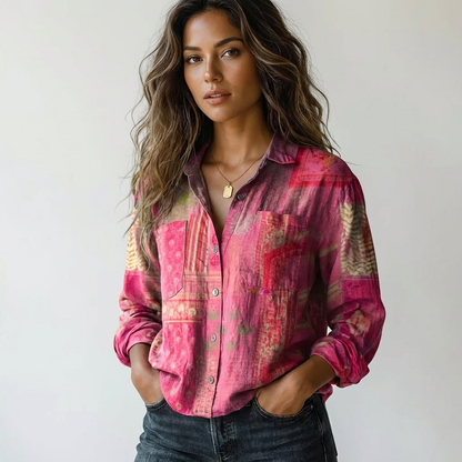 Hattie | Long Sleeve Shirt Red Bandana Print Cotton for Women