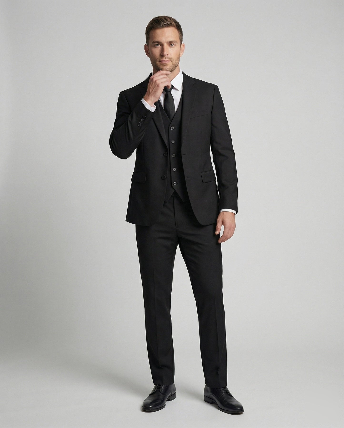 Clarence | Three-Piece Suit Black Wool-Blend Slim Fit for Men
