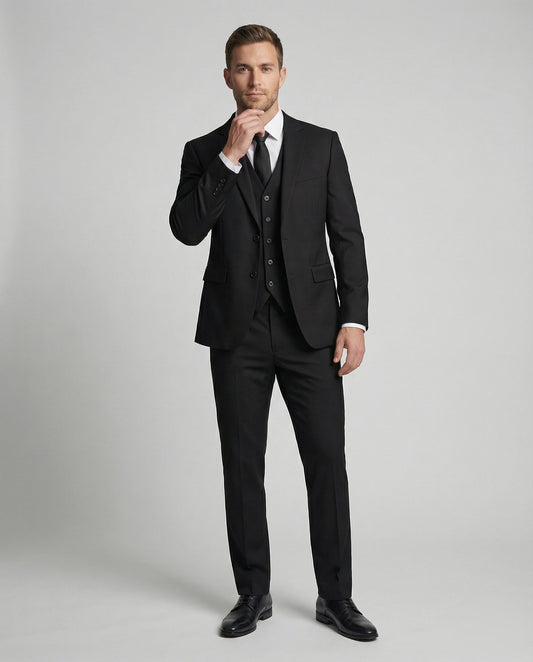 Clarence | Three-Piece Suit Black Wool-Blend Slim Fit for Men