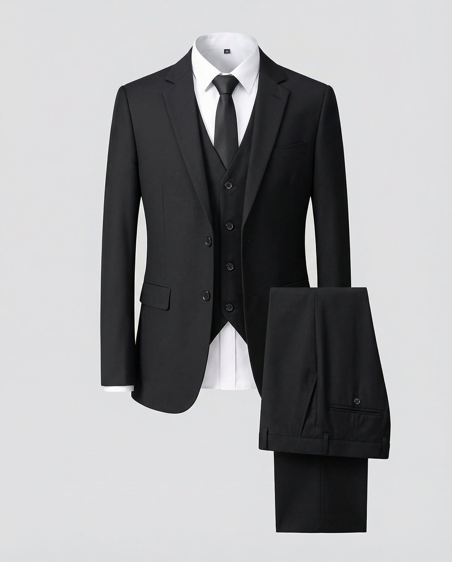 Clarence | Three-Piece Suit Black Wool-Blend Slim Fit for Men