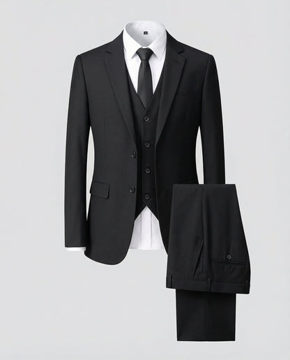 Clarence | Three-Piece Suit Black Wool-Blend Slim Fit for Men