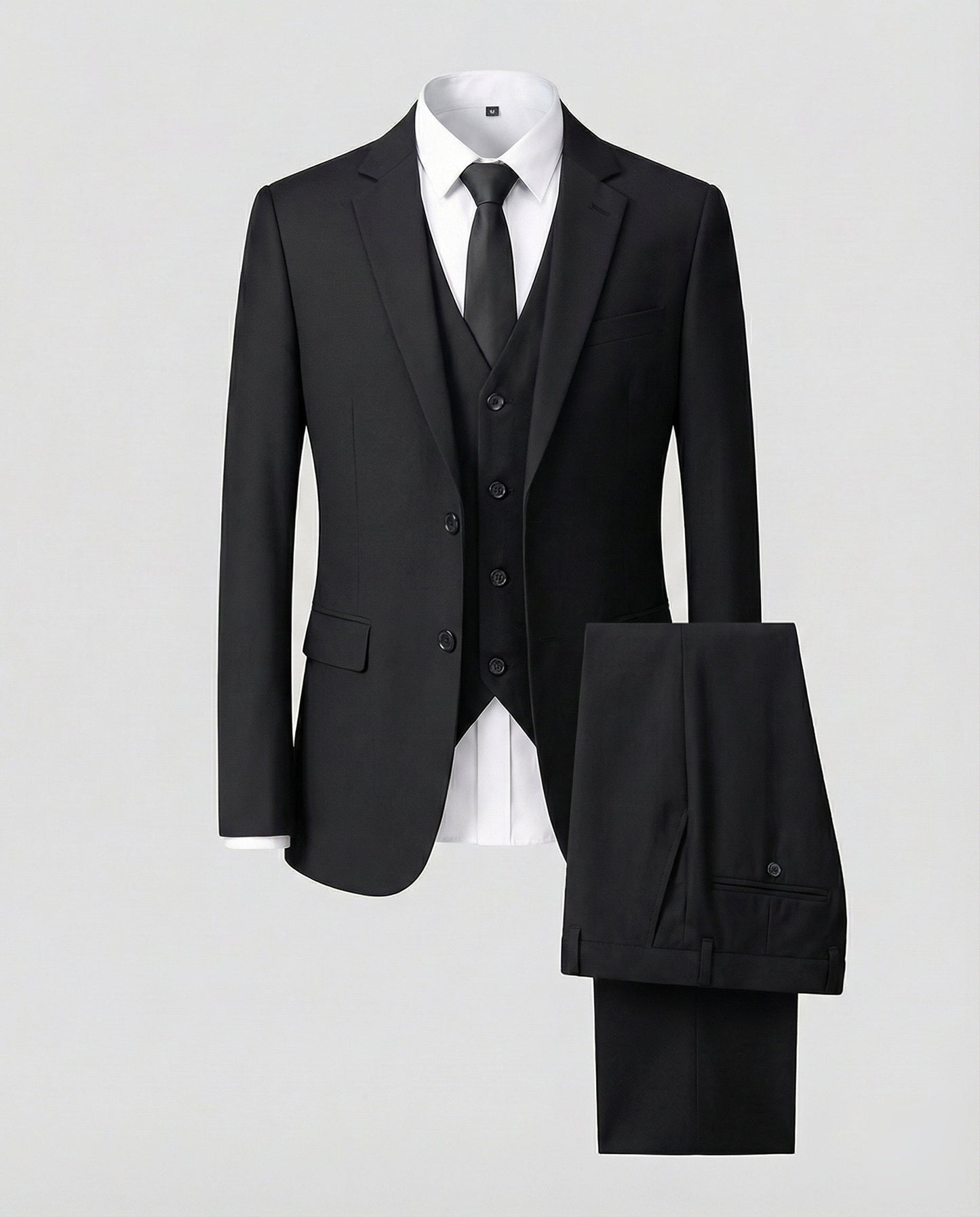 Clarence | Three-Piece Suit Black Wool-Blend Slim Fit for Men