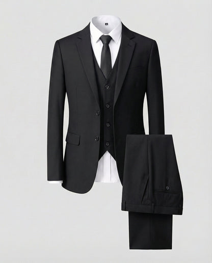 Clarence | Three-Piece Suit Black Wool-Blend Slim Fit for Men