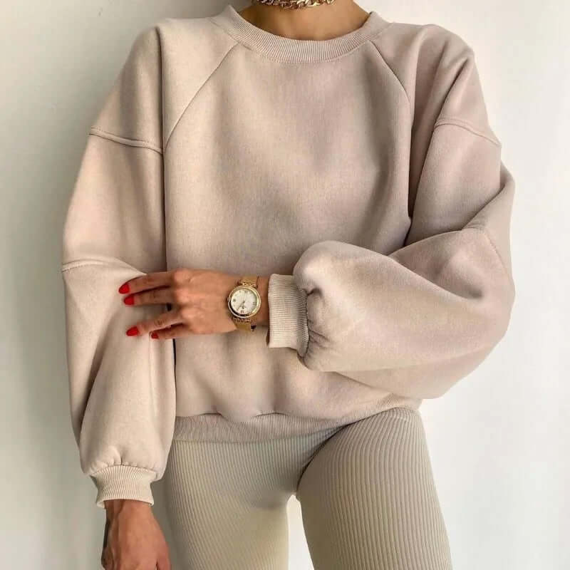 Elara | Oversized Sweatshirt Cream Cotton Blend Raglan Sleeve for Women