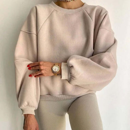 Elara | Oversized Sweatshirt Cream Cotton Blend Raglan Sleeve for Women