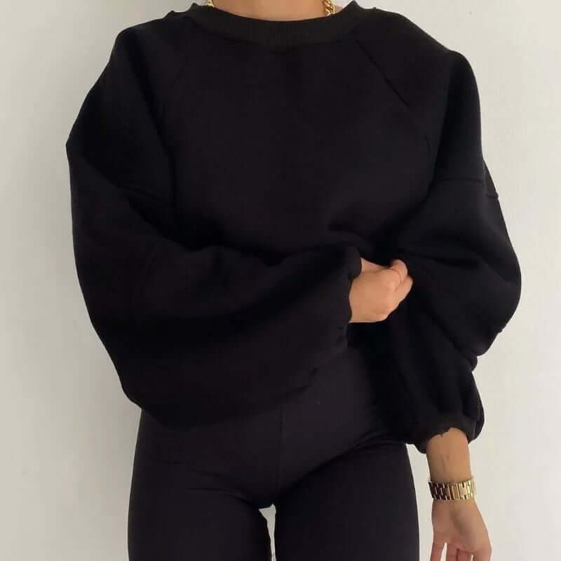 Elara | Oversized Sweatshirt Cream Cotton Blend Raglan Sleeve for Women