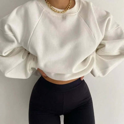 Elara | Oversized Sweatshirt Cream Cotton Blend Raglan Sleeve for Women