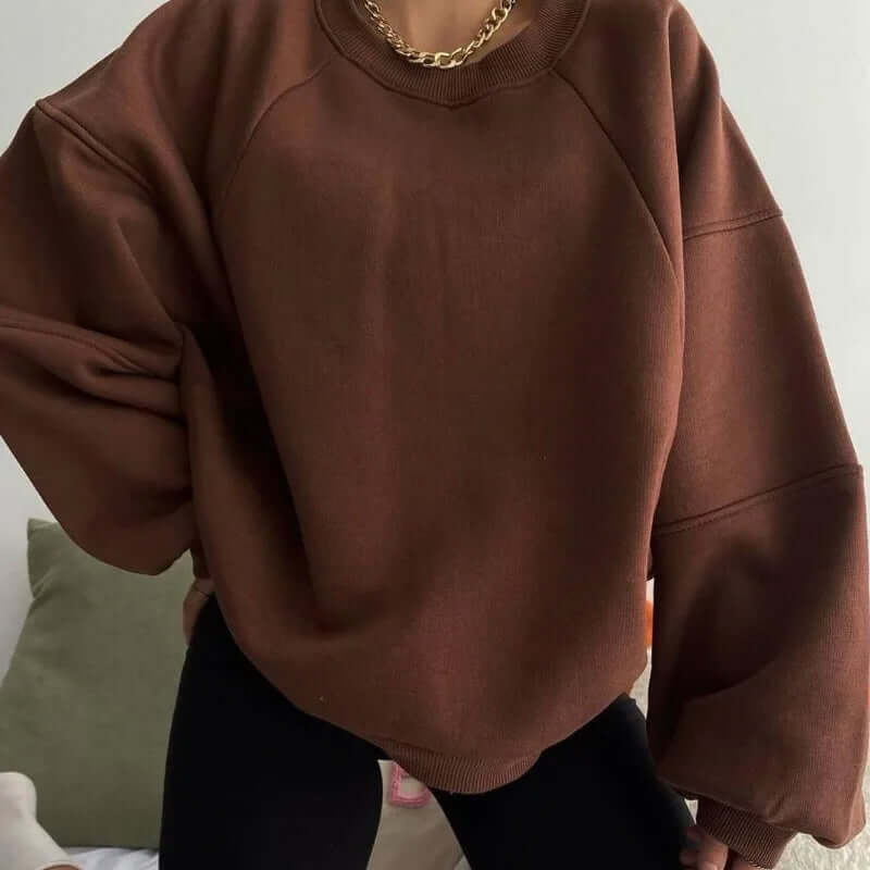 Elara | Oversized Sweatshirt Cream Cotton Blend Raglan Sleeve for Women