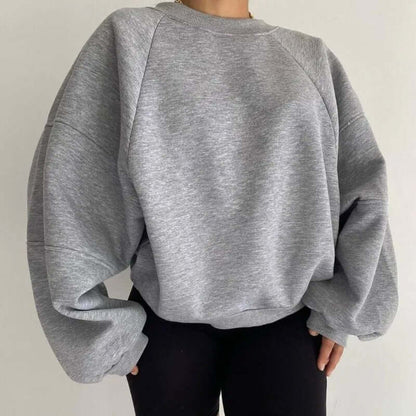 Elara | Oversized Sweatshirt Cream Cotton Blend Raglan Sleeve for Women