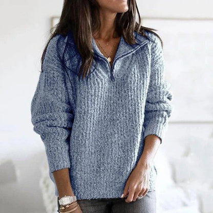 Margaux | Sweater Pink Wool Blend Half-Zip Relaxed Fit for Women