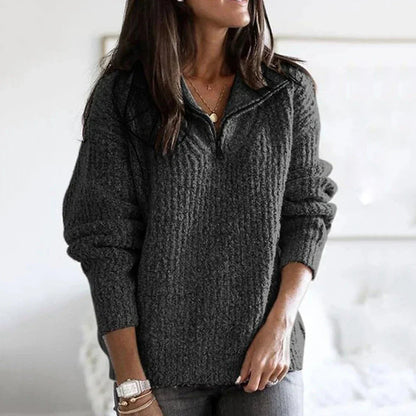 Margaux | Sweater Pink Wool Blend Half-Zip Relaxed Fit for Women