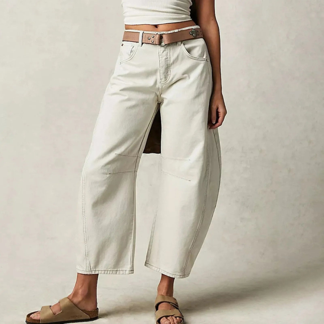 Matilda | Barrel Leg Jeans Light Blue Denim Mid Rise Curved for Women