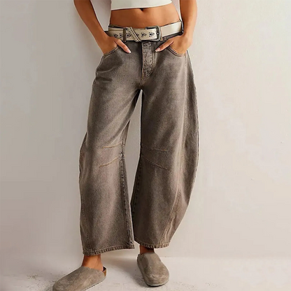 Matilda | Barrel Leg Jeans Light Blue Denim Mid Rise Curved for Women