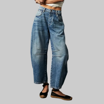 Matilda | Barrel Leg Jeans Light Blue Denim Mid Rise Curved for Women