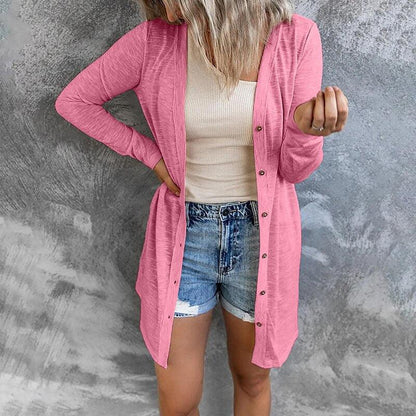 Dinah | Open Front Cardigan Black Lightweight Snap Button for Women
