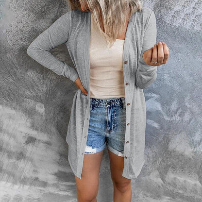 Dinah | Open Front Cardigan Black Lightweight Snap Button for Women