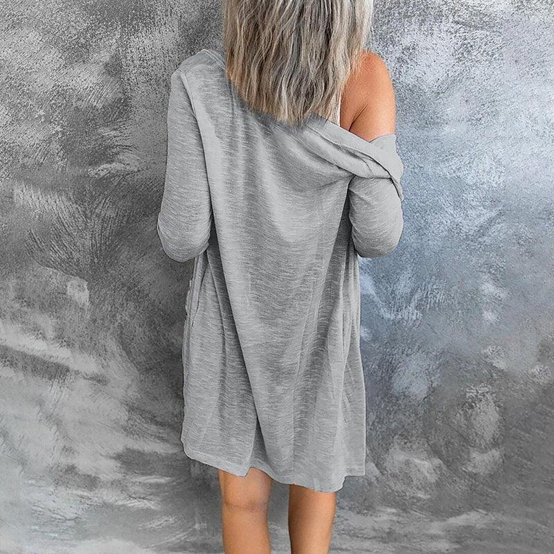Dinah | Open Front Cardigan Black Lightweight Snap Button for Women
