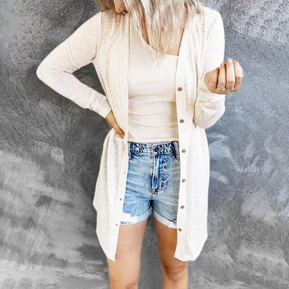 Dinah | Open Front Cardigan Black Lightweight Snap Button for Women