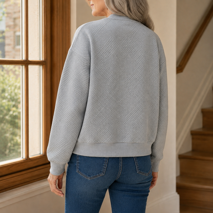 Beryl | Quilted Bomber Jacket Grey Geometric Texture for Women
