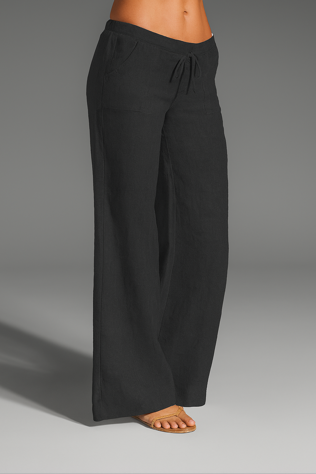 Georgina | Wide-Leg Trousers White Linen Drawstring Waist for Women