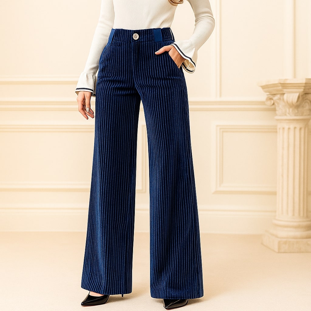 Bettina | Wide-Leg Trousers Rust Corduroy High-Waisted for Women