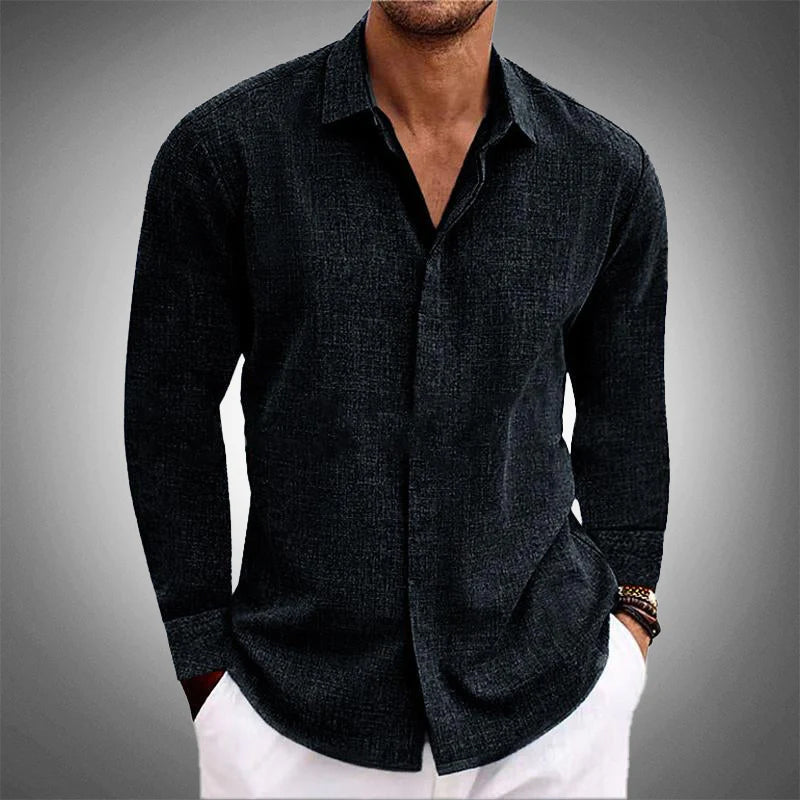 Charlie | Shirt Sky Blue Linen Long Sleeve for Men