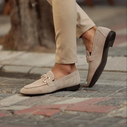 Oliver | Loafers Stone Suede Horsebit Slip-On for Men