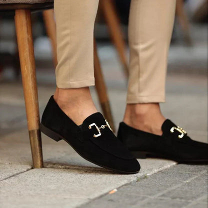 Oliver | Loafers Stone Suede Horsebit Slip-On for Men