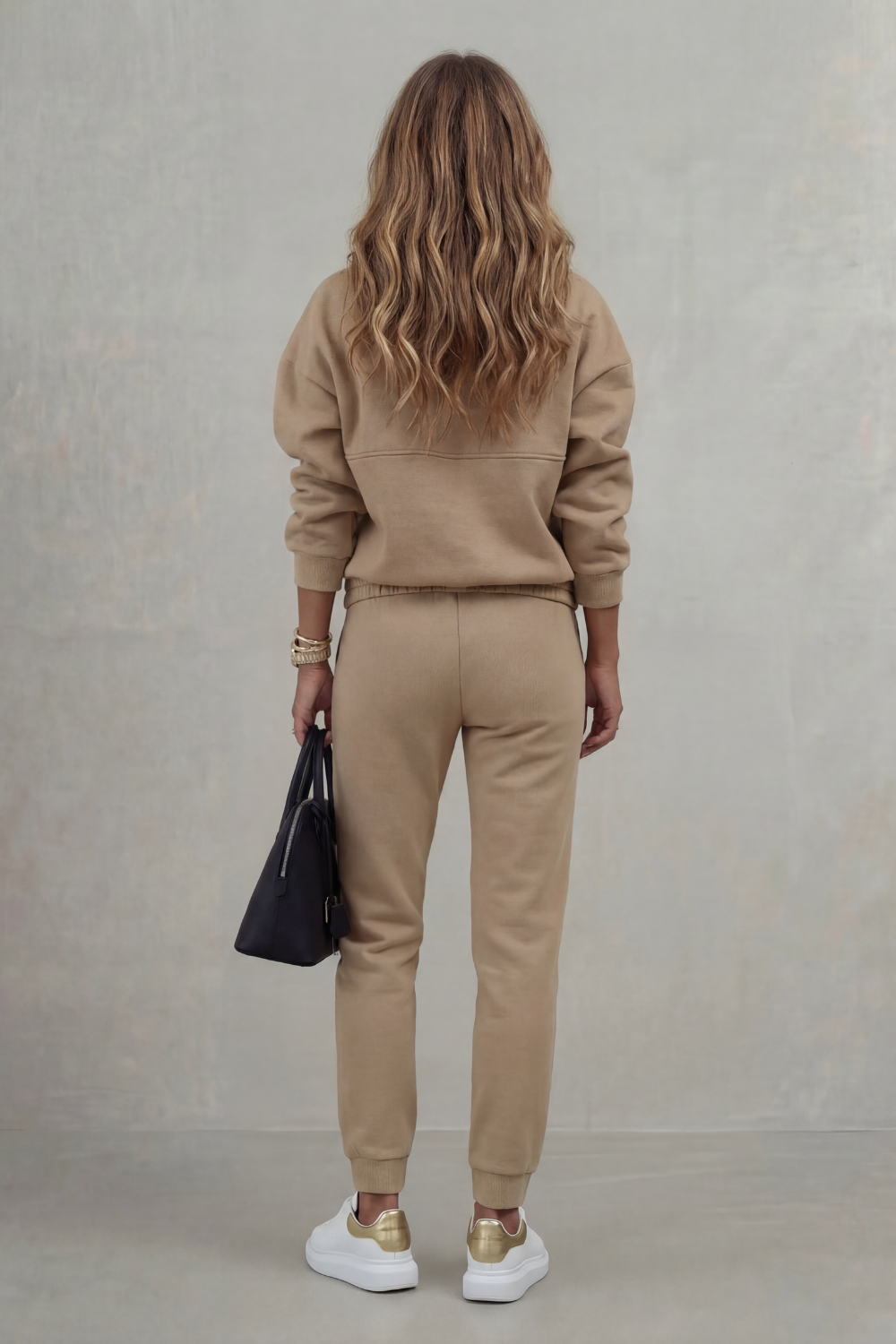 Phoebe | Hoodie & Jogger Co-Ord Set Camel Fleece Oversized for Women