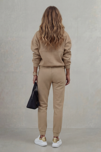 Phoebe | Hoodie & Jogger Co-Ord Set Camel Fleece Oversized for Women