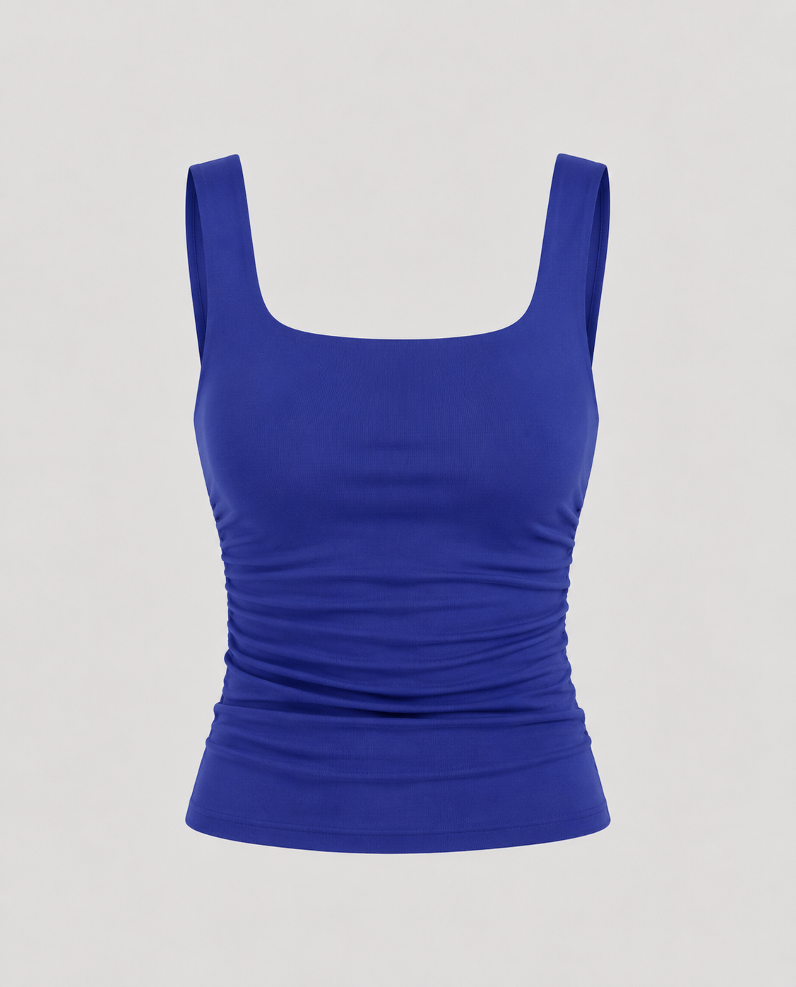 Phoebe | Tank Top Black Ruched Square Neck Sleeveless for Women