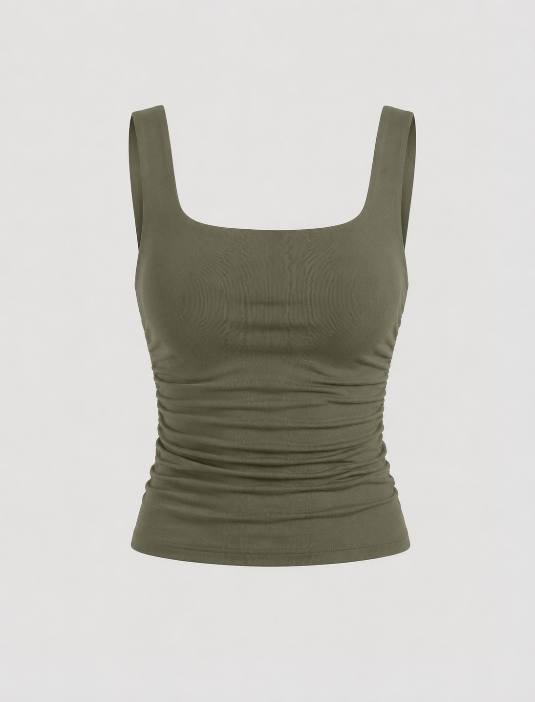 Phoebe | Tank Top Black Ruched Square Neck Sleeveless for Women