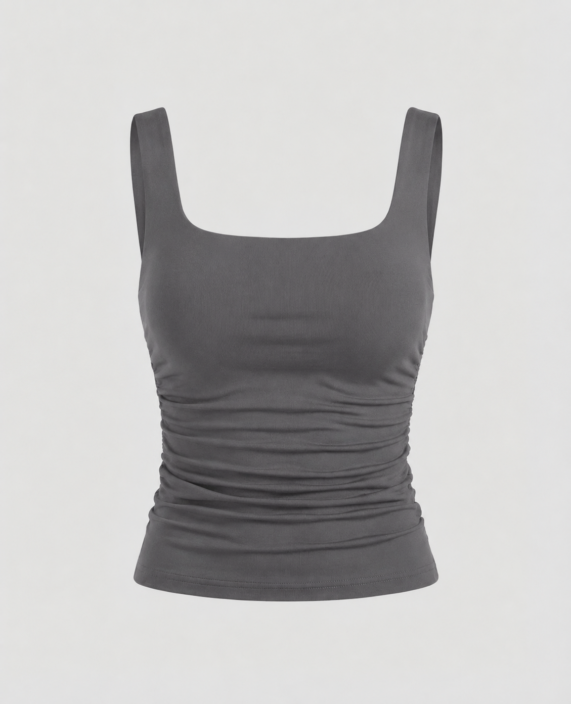 Phoebe | Tank Top Black Ruched Square Neck Sleeveless for Women