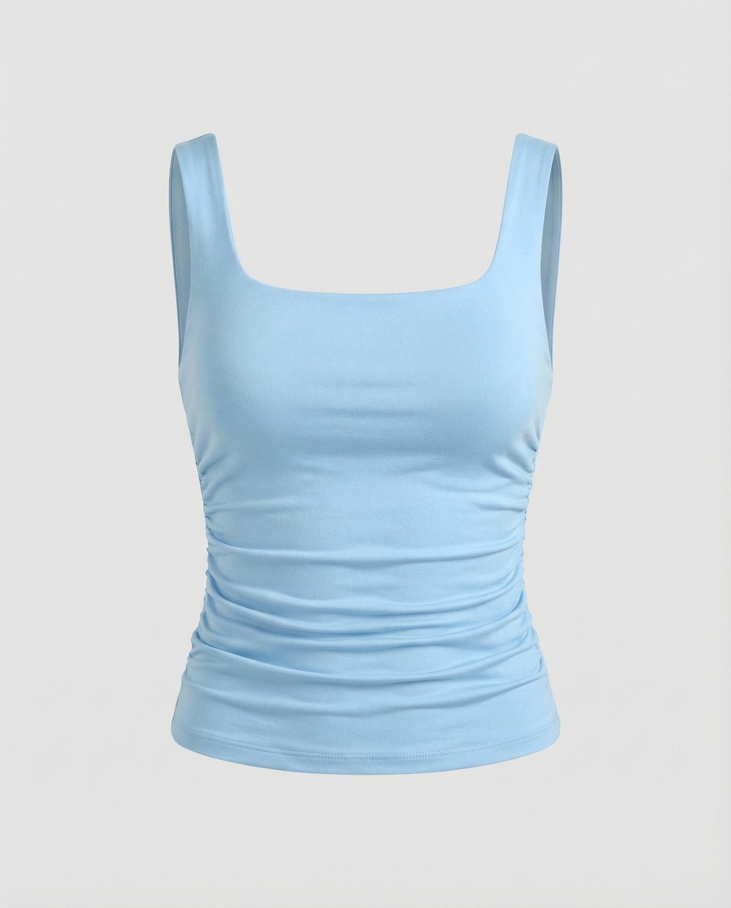 Phoebe | Tank Top Black Ruched Square Neck Sleeveless for Women
