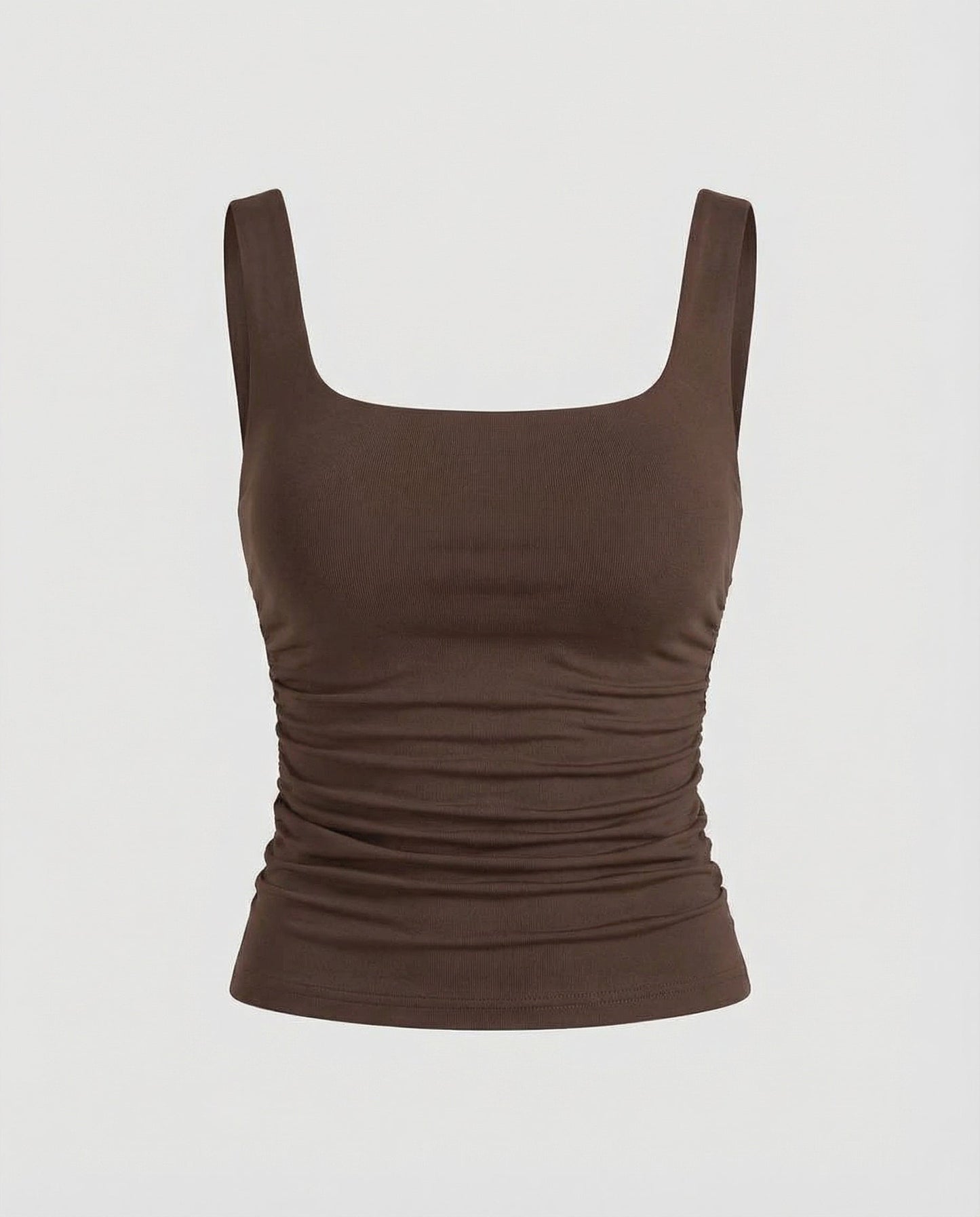 Phoebe | Tank Top Black Ruched Square Neck Sleeveless for Women