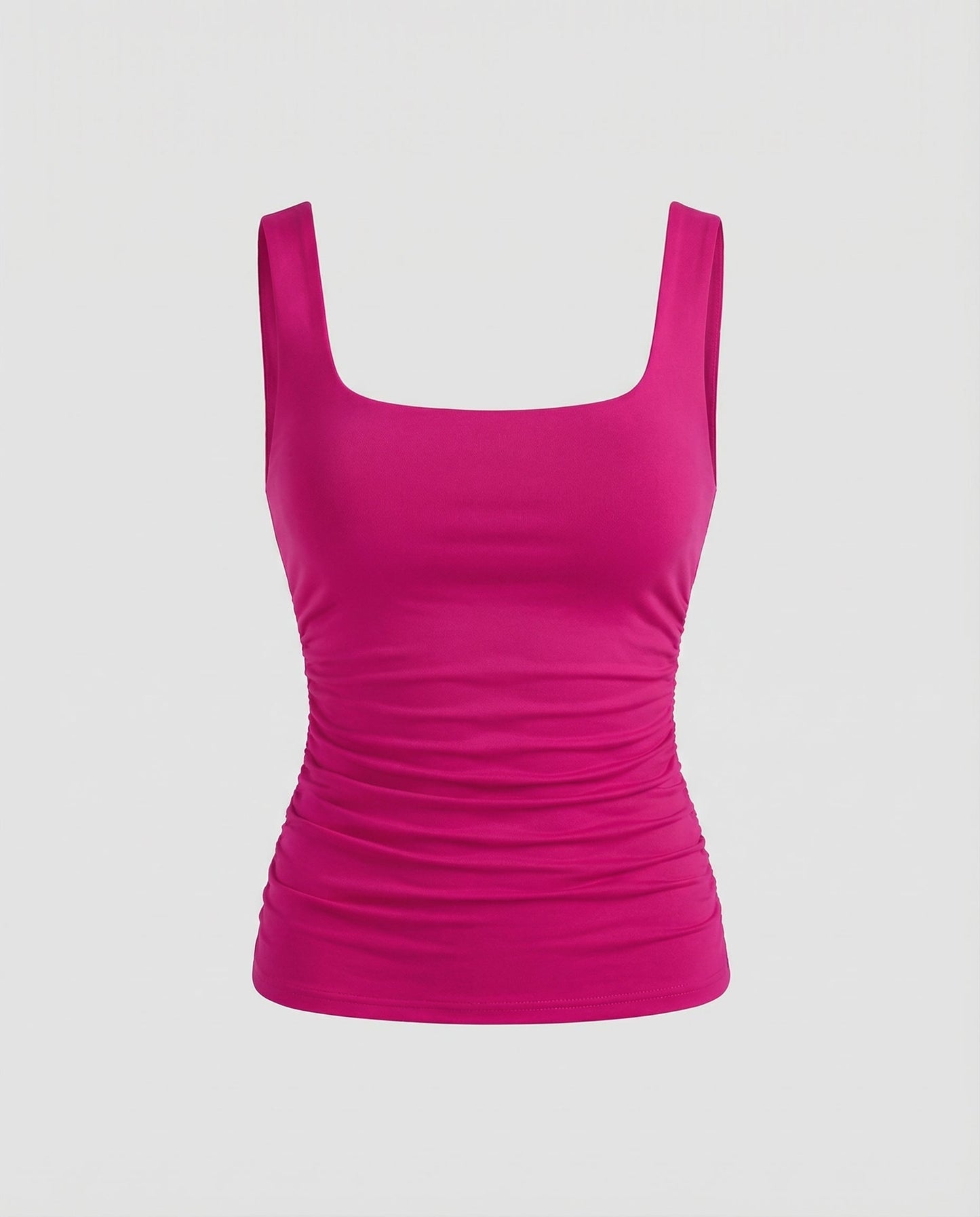 Phoebe | Tank Top Black Ruched Square Neck Sleeveless for Women